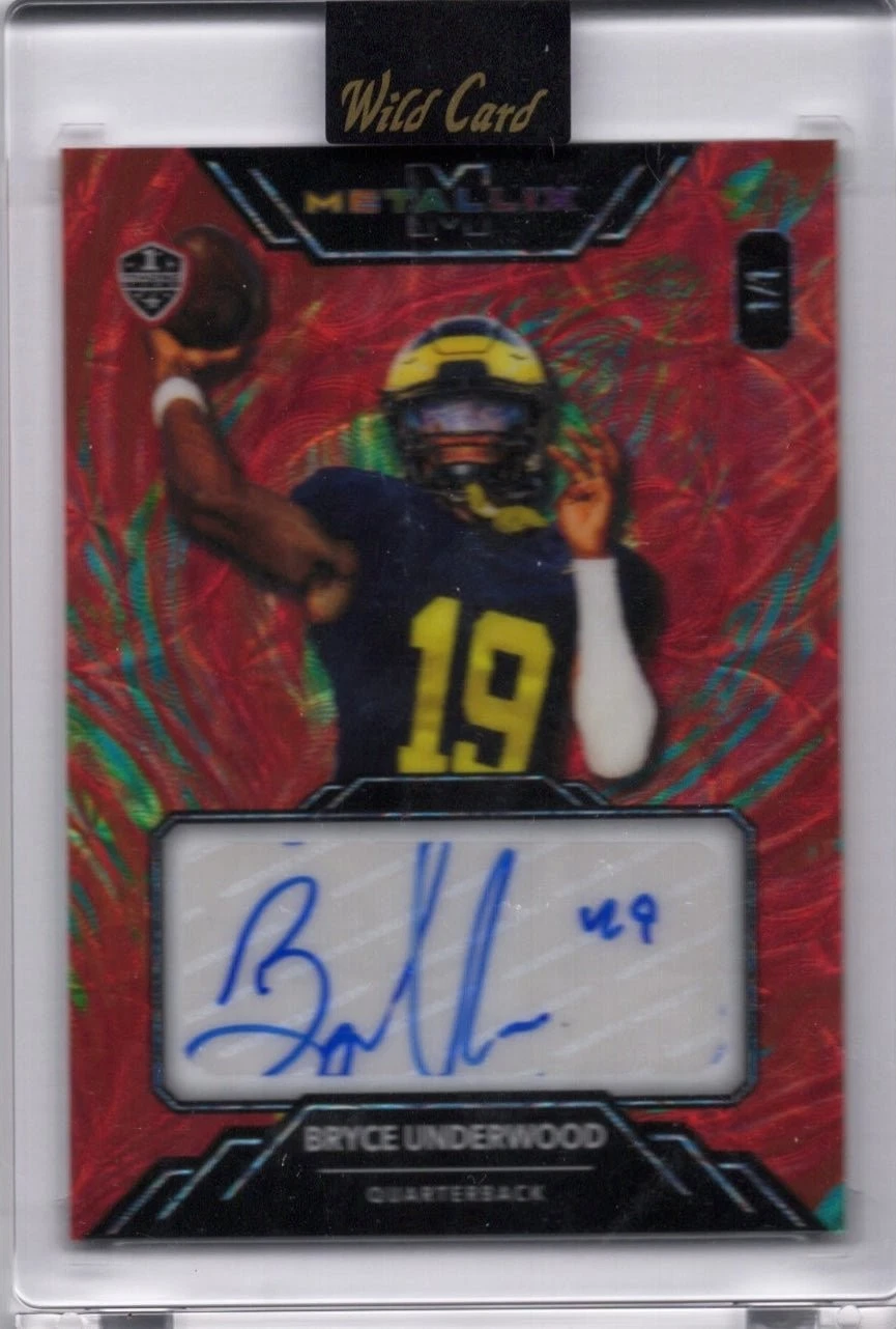 2025 Wild Card Metallix Bryce Underwood #WMMFABU Red Auto 1/1 Rookie Card