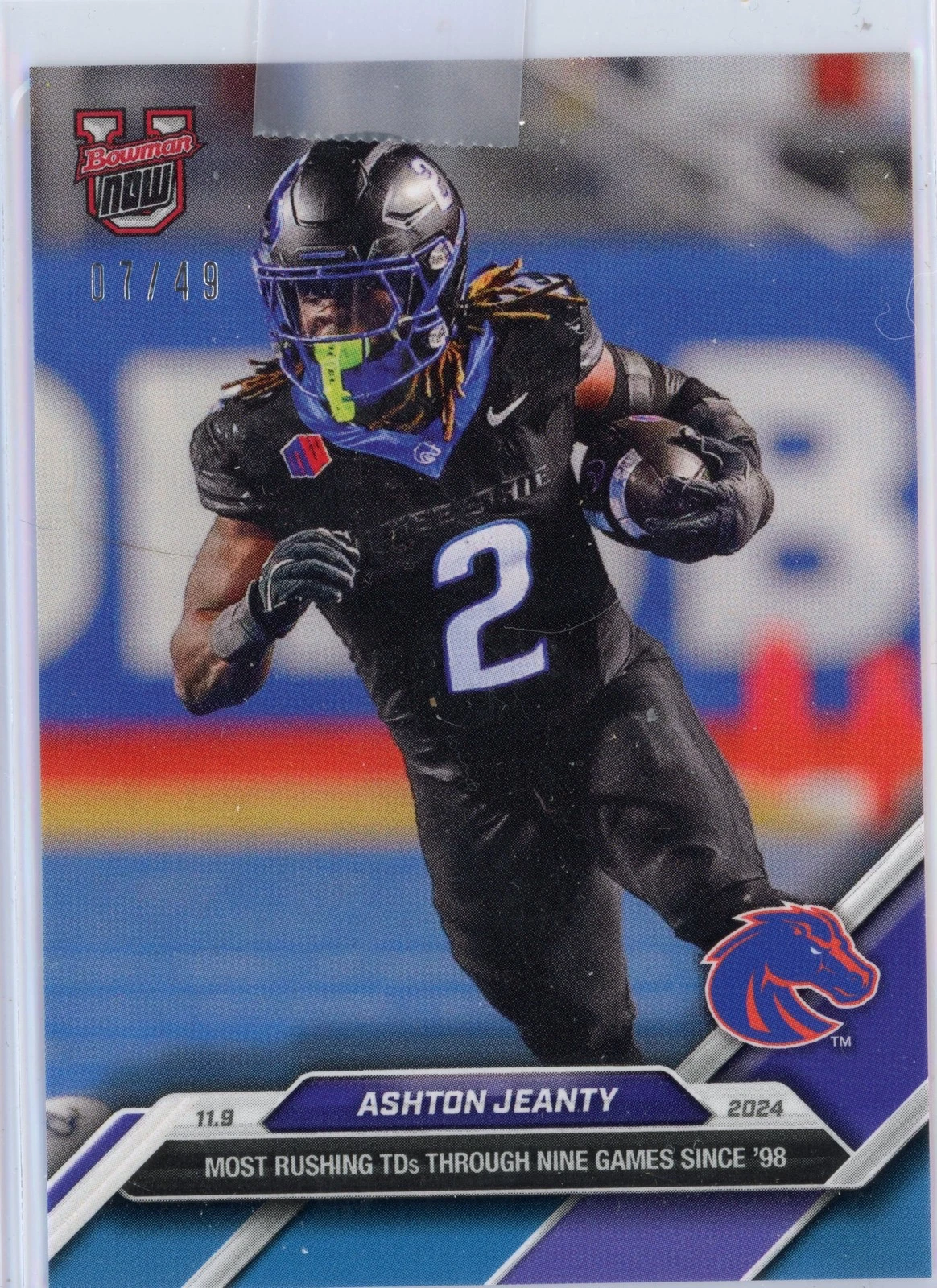 2024 Bowman U Now Ashton Jeanty #38 Blue /49 Boise State Broncos Card