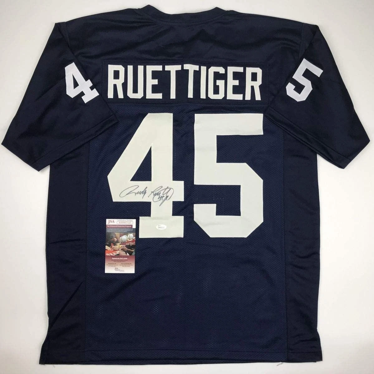 Autographed/Signed RUDY RUETTIGER Notre Dame Irish Blue Jersey JSA COA