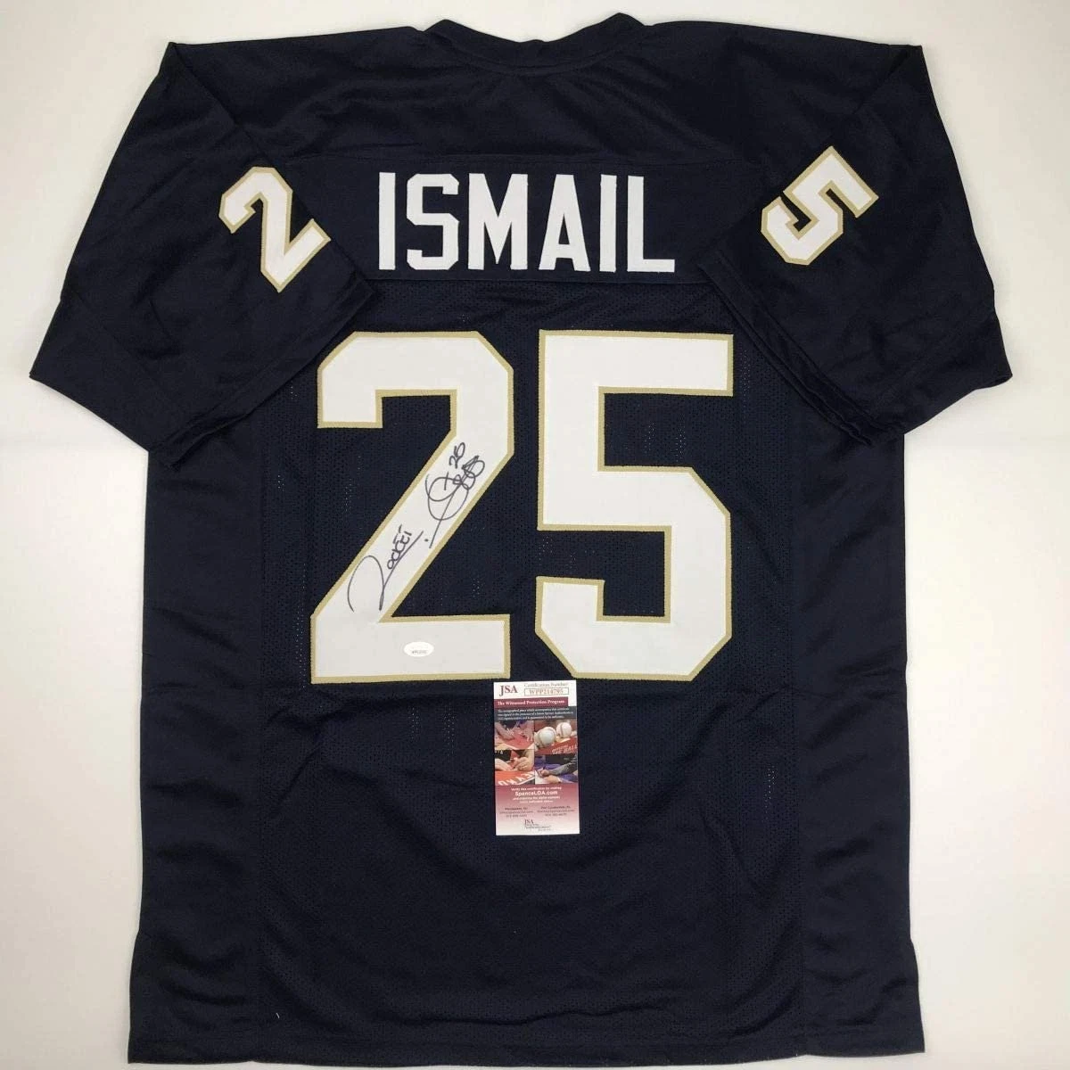 Autographed/Signed Raghib Ismail Rocket Notre Dame Blue Jersey JSA COA