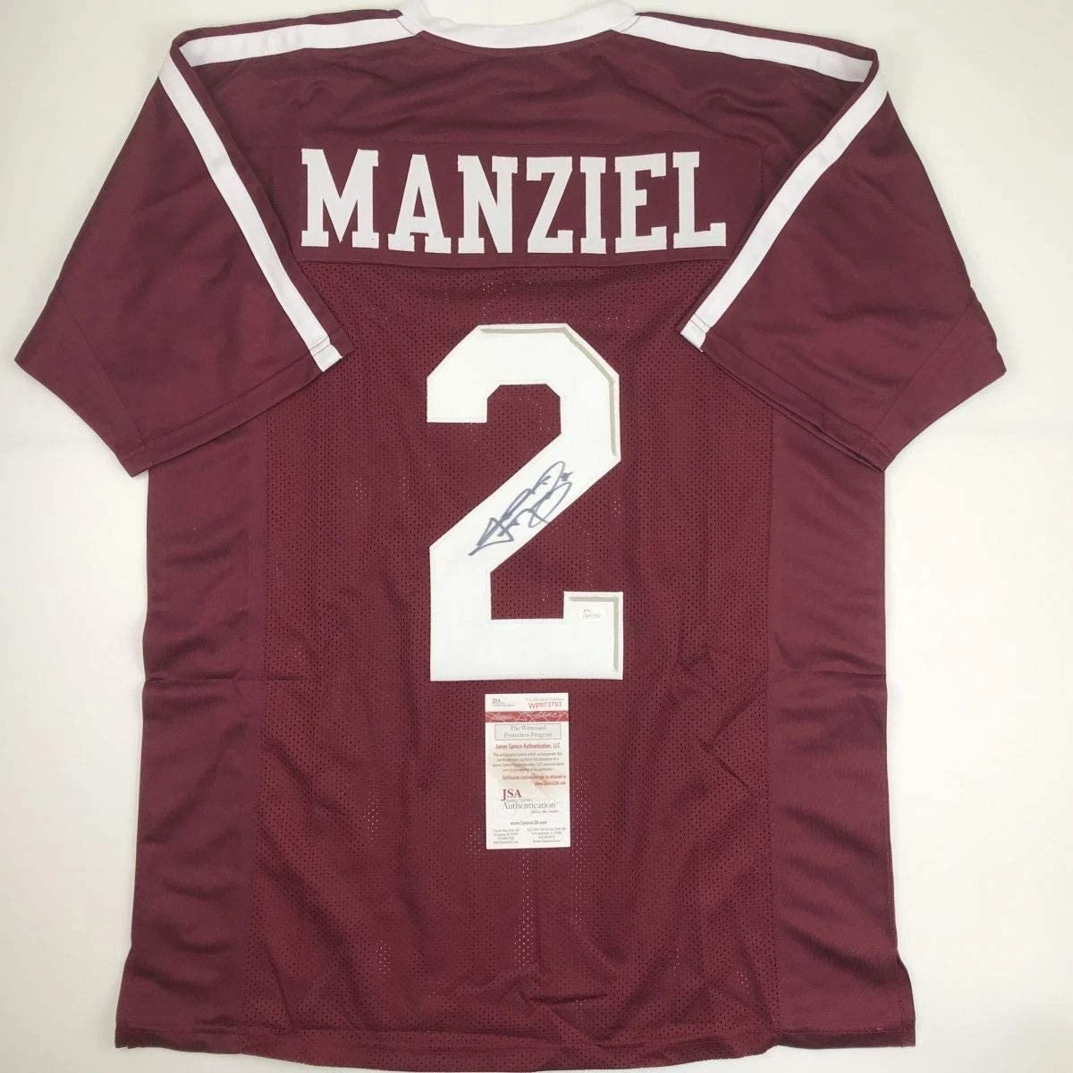 Autographed/Signed JOHNNY MANZIEL Texas A&M Maroon Jersey JSA COA Auto