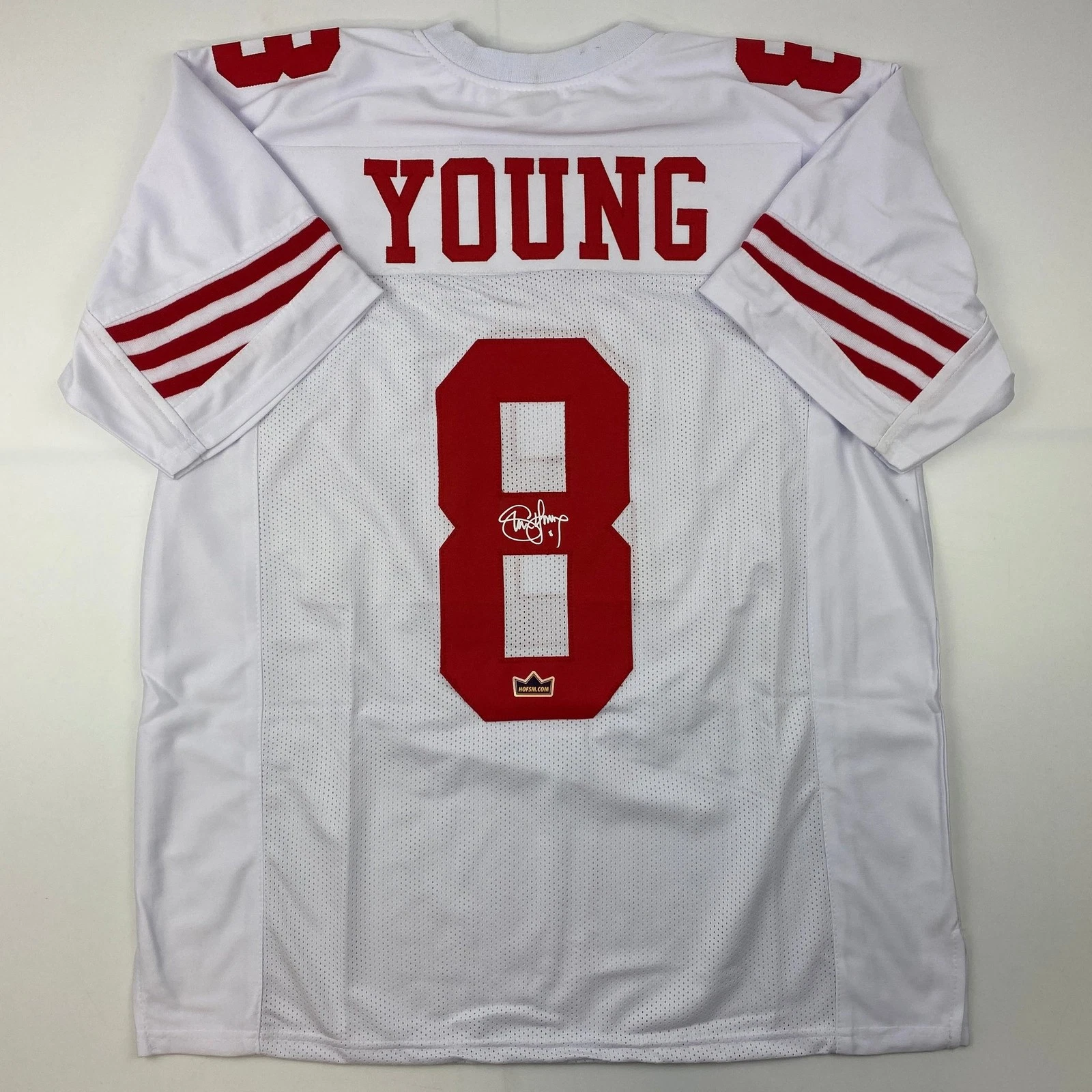 Facsimile Autographed Steve Young San Francisco White Jersey Men's XL