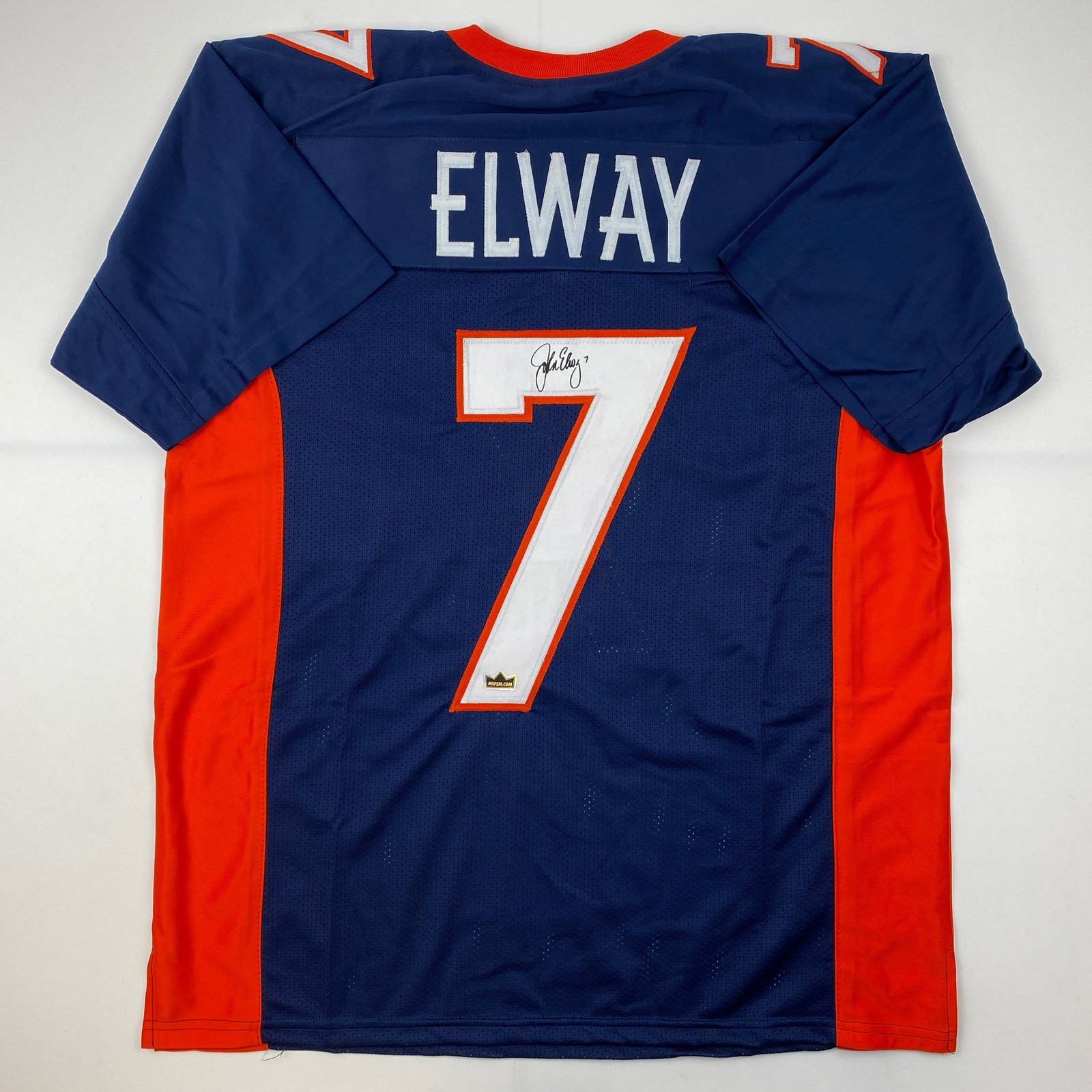 Facsimile Autographed John Elway Denver Blue Reprint Jersey Size Men's XL