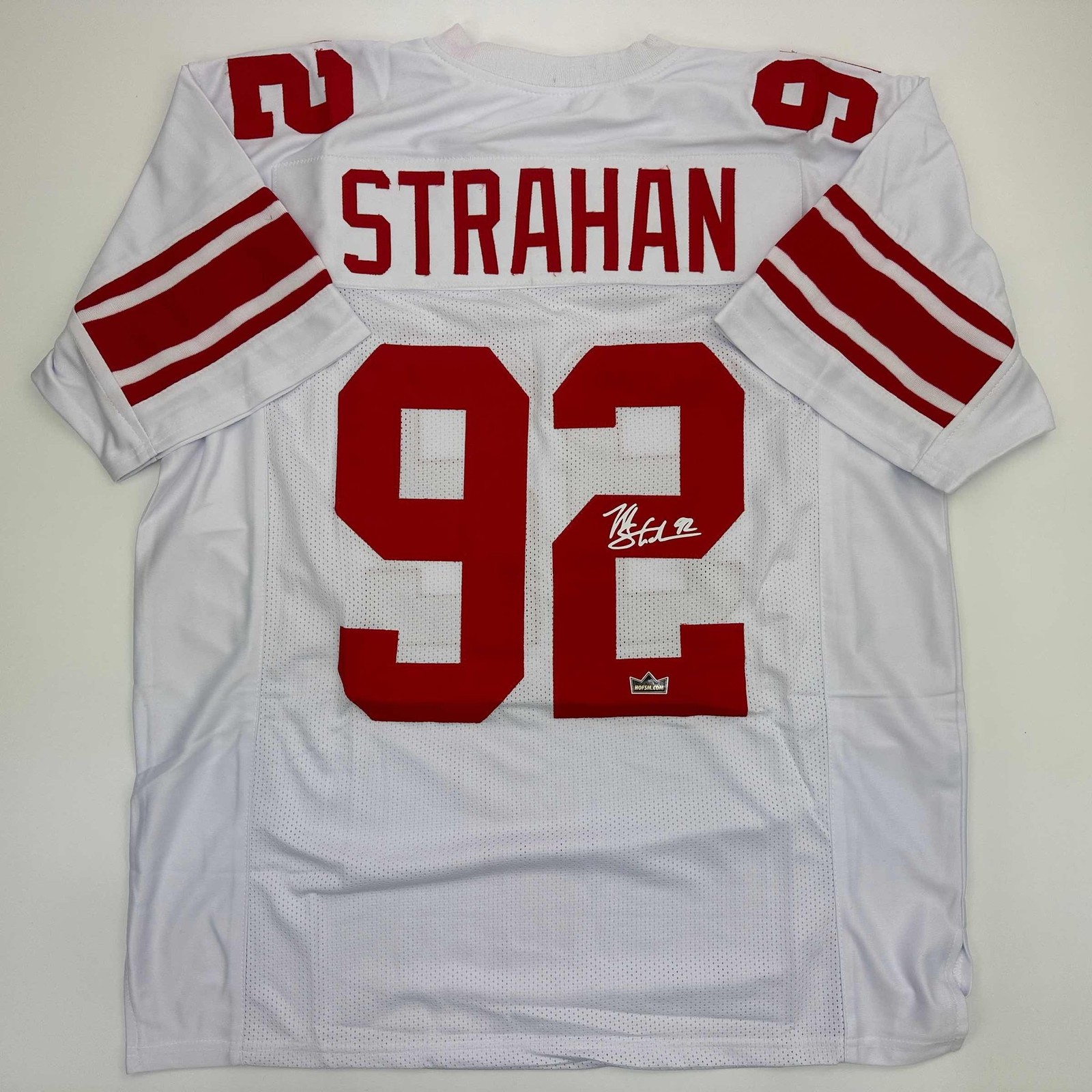 Facsimile Autographed Michael Strahan New York White Jersey Size Mens XL