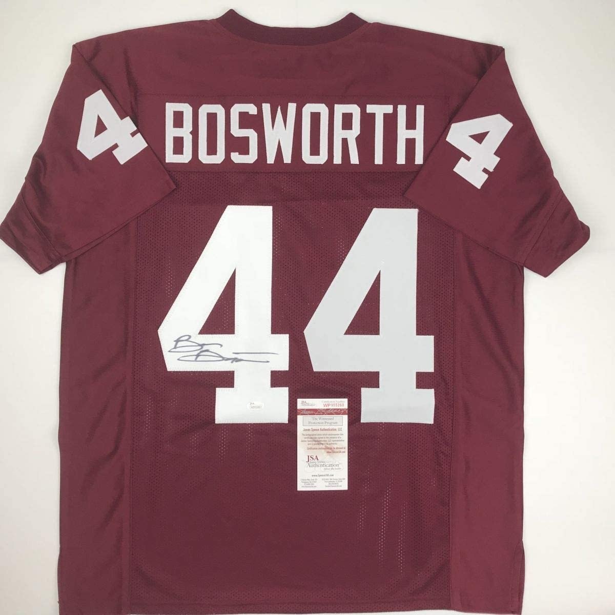 Autographed/Signed Brian Bosworth Oklahoma Red College Jersey JSA COA