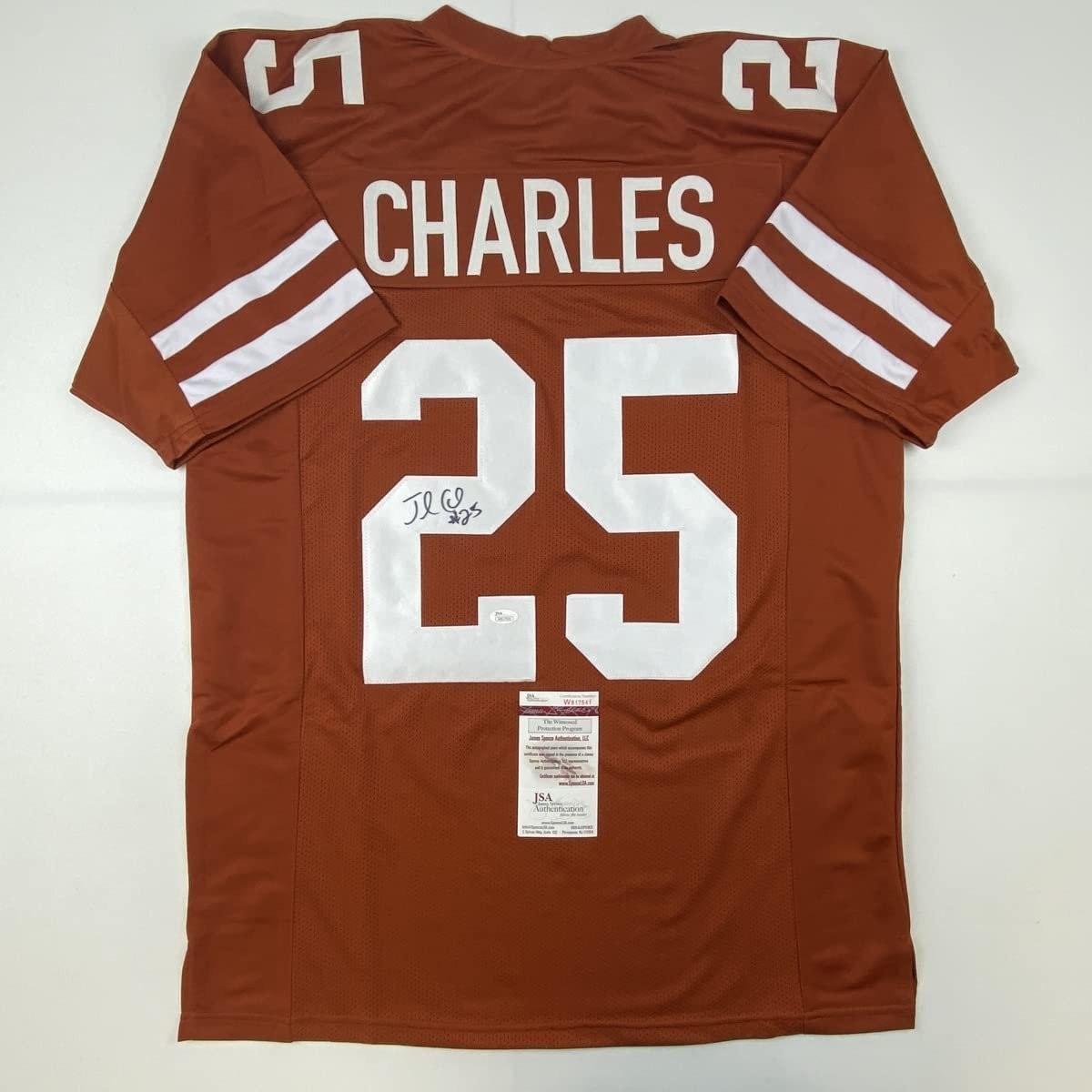 Autographed/Signed Jamaal Charles Texas Orange College Jersey JSA COA