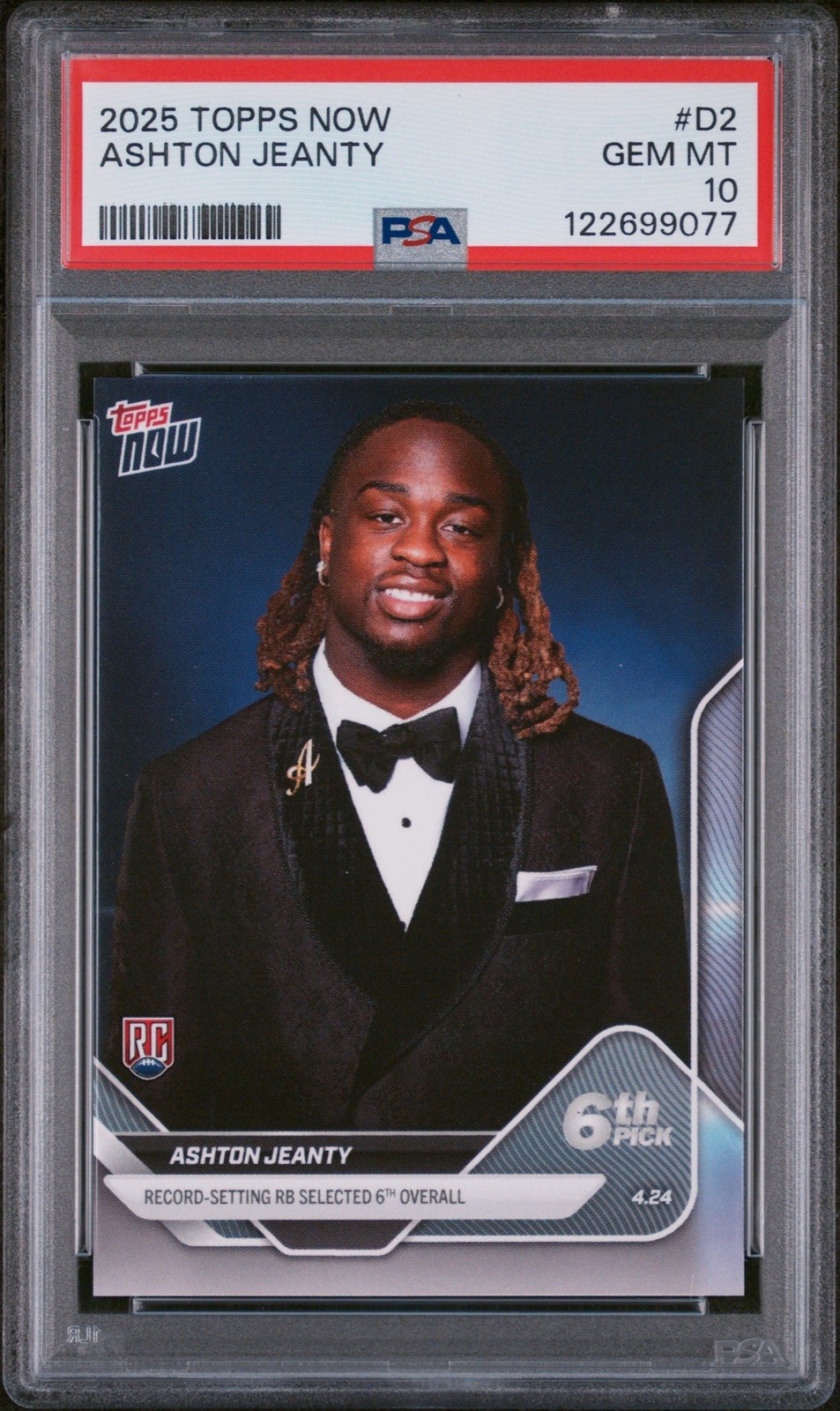 Graded 2025 Topps Now Ashton Jeanty #D2 Rookie RC Football Card PSA 10