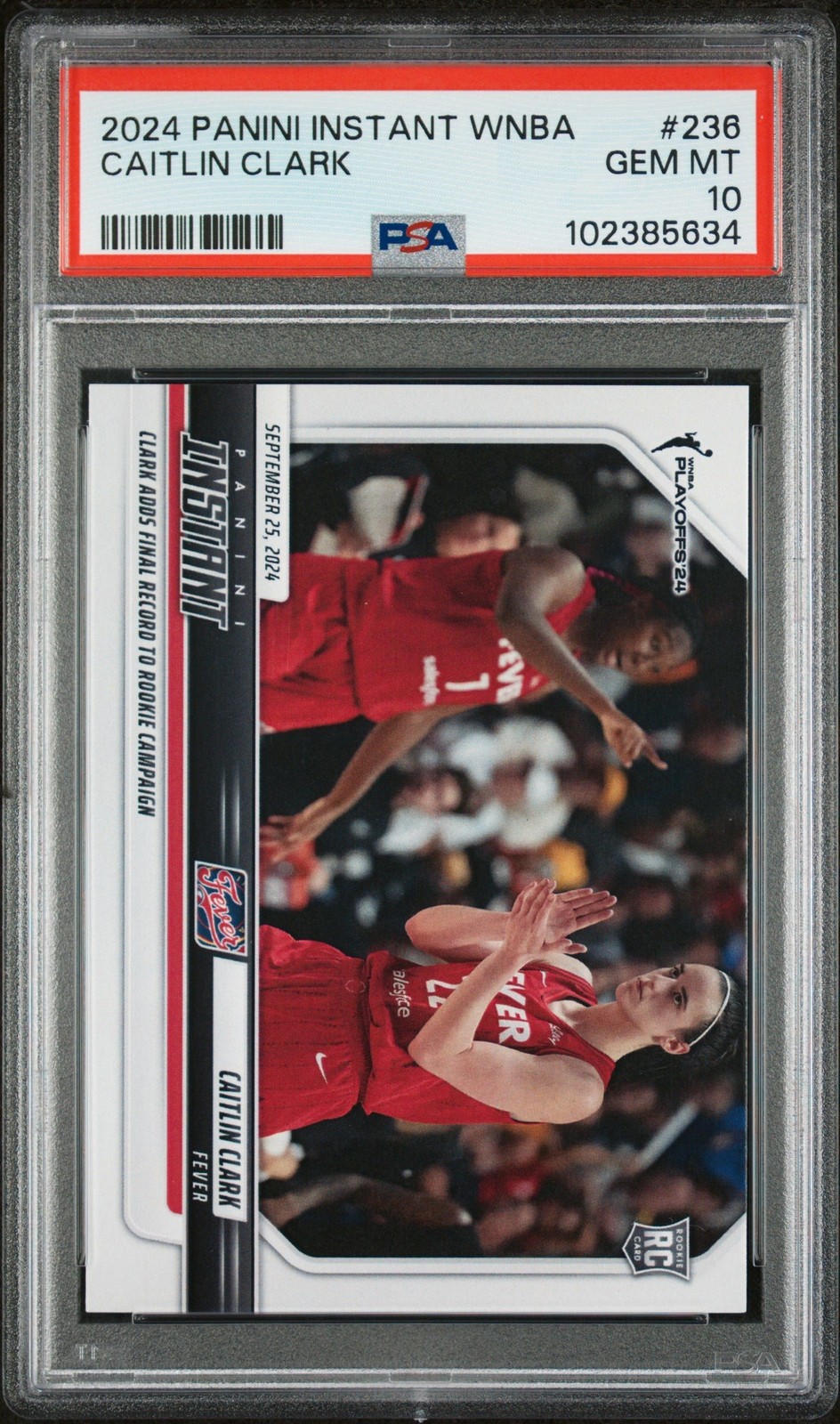 Graded 2024 Panini Instant WNBA Caitlin Clark #236 Rookie Card PSA 10