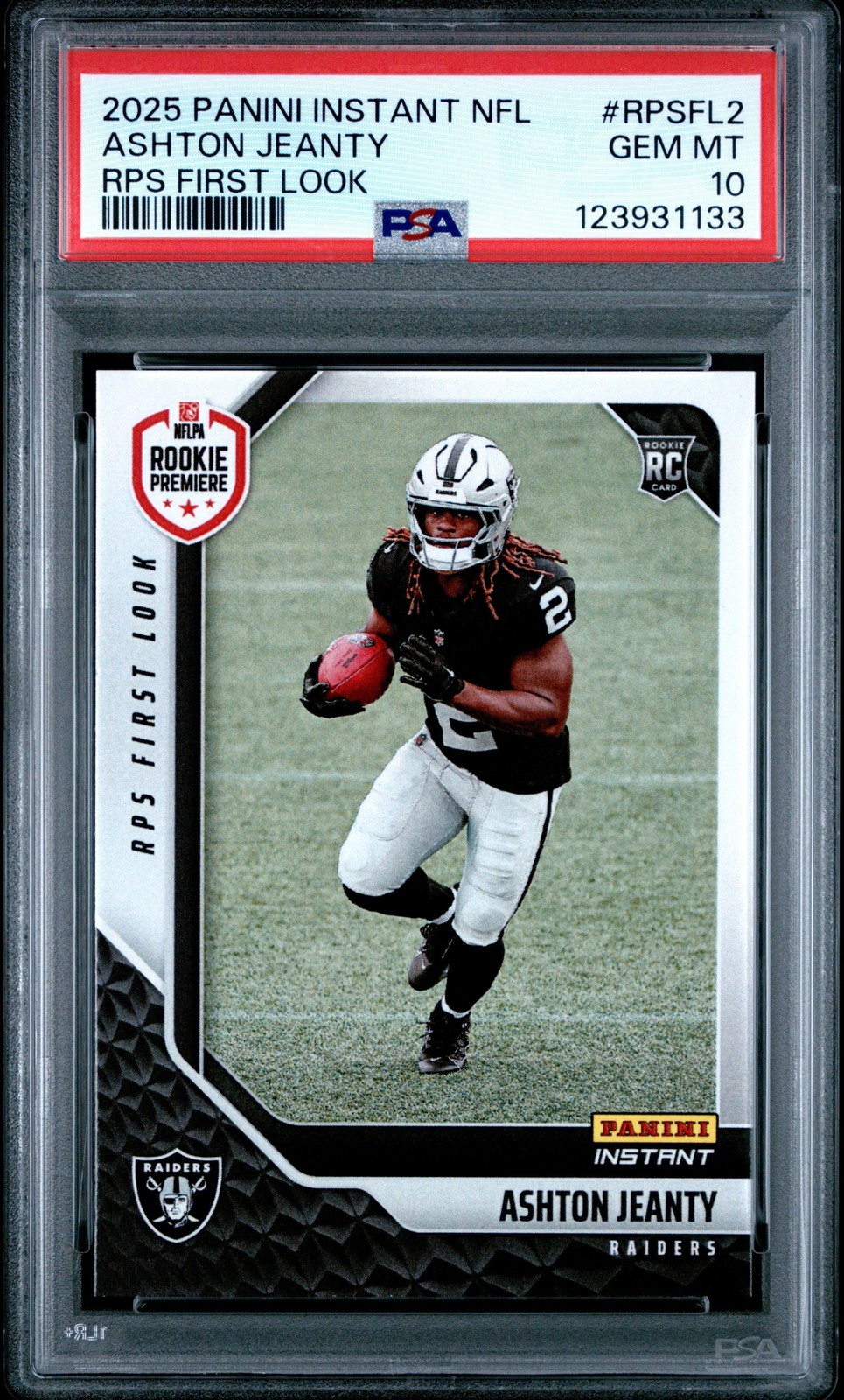 Graded 2025 Panini Ashton Jeanty #RPSFL2 RPS First Look RC Card PSA 10
