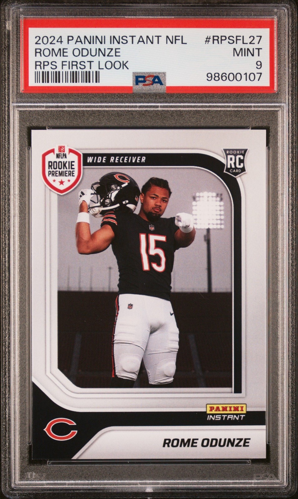 Graded 2024 Panini Instant NFL Rome Odunze #RPSFL27 Rookie Card PSA 9