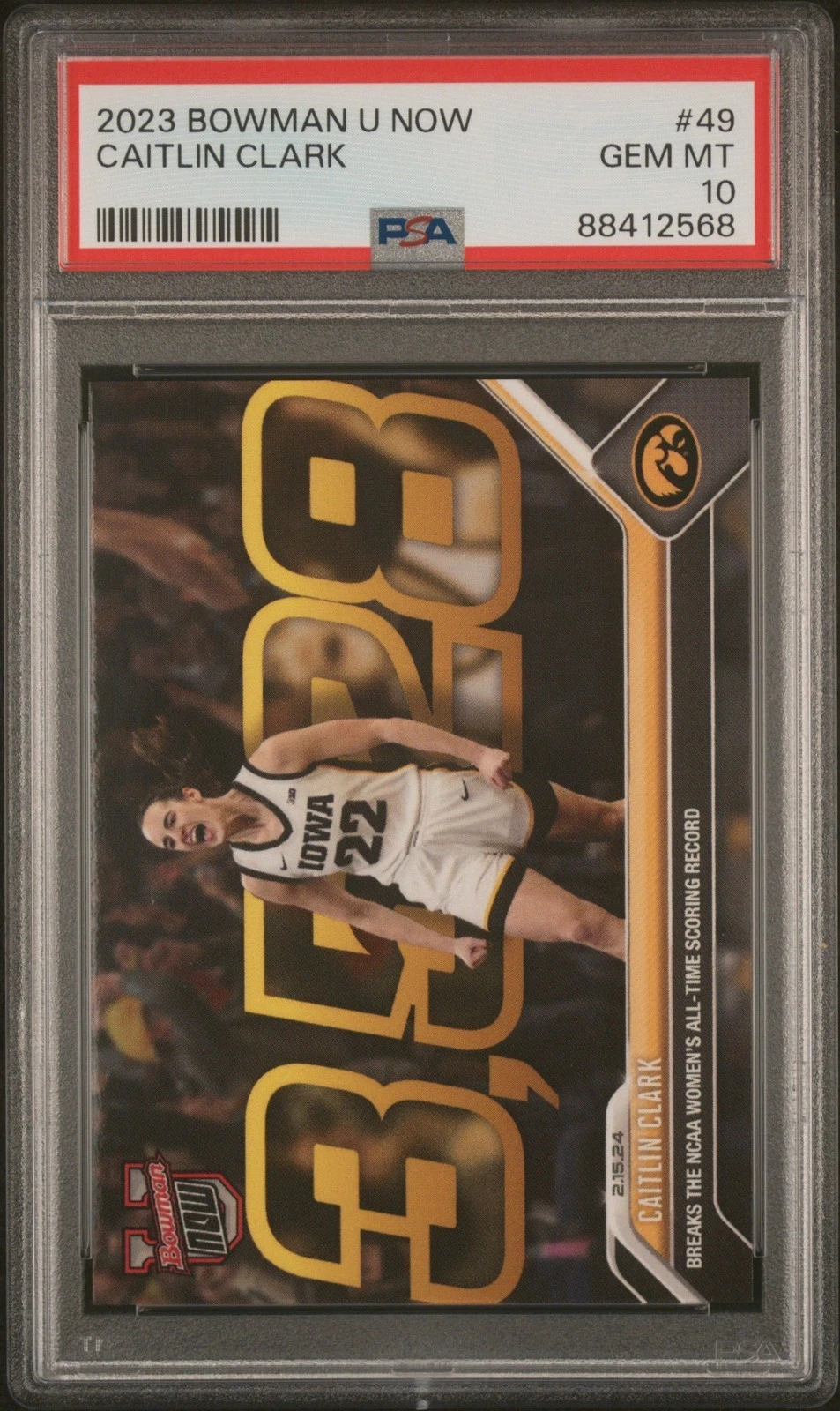 Graded 2023 Topps Bowman U Now Caitlin Clark #49 Rookie Card PSA 10