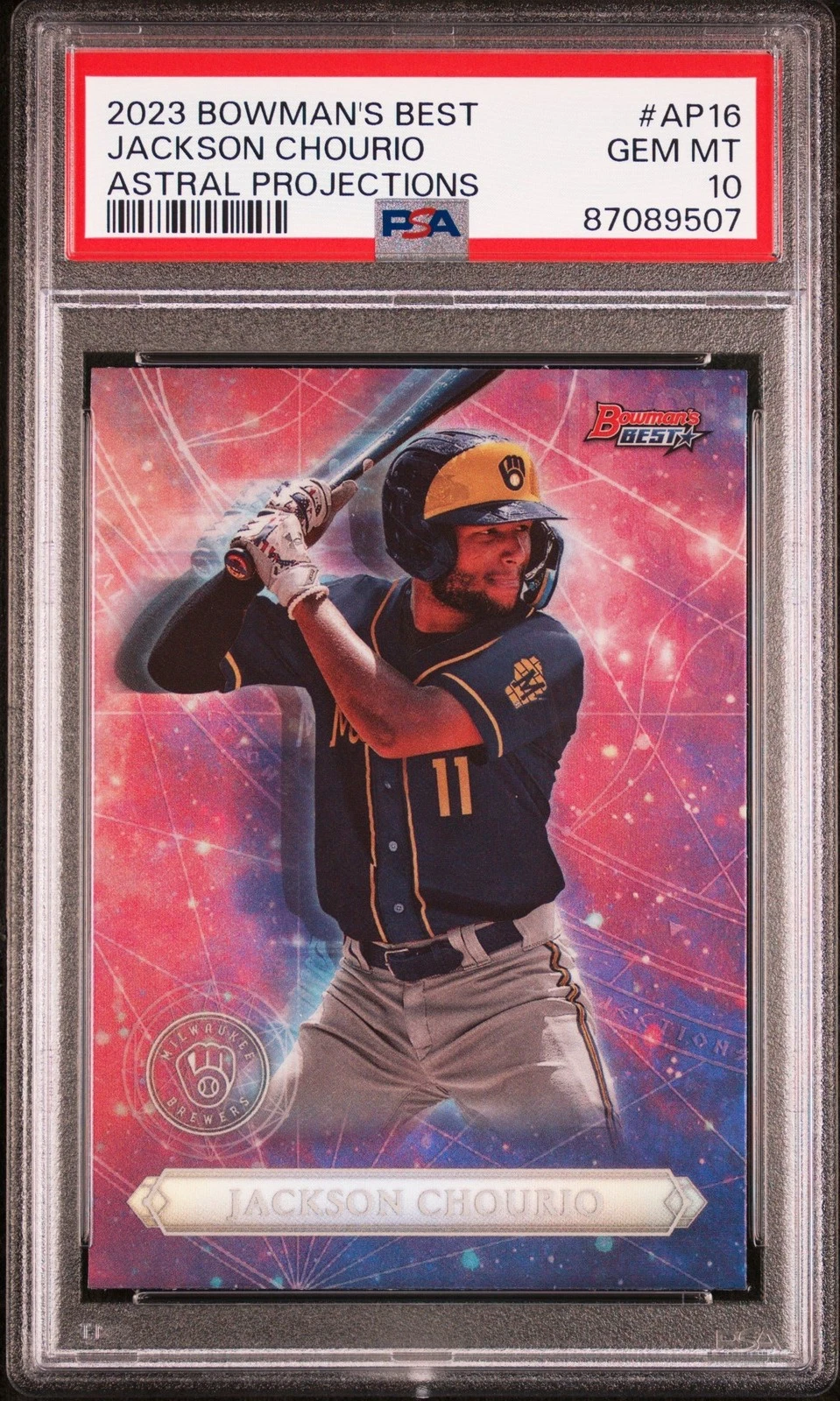 Graded 2023 BWMs Best Jackson Chourio #AP16 Astral Proj RC Card PSA 10