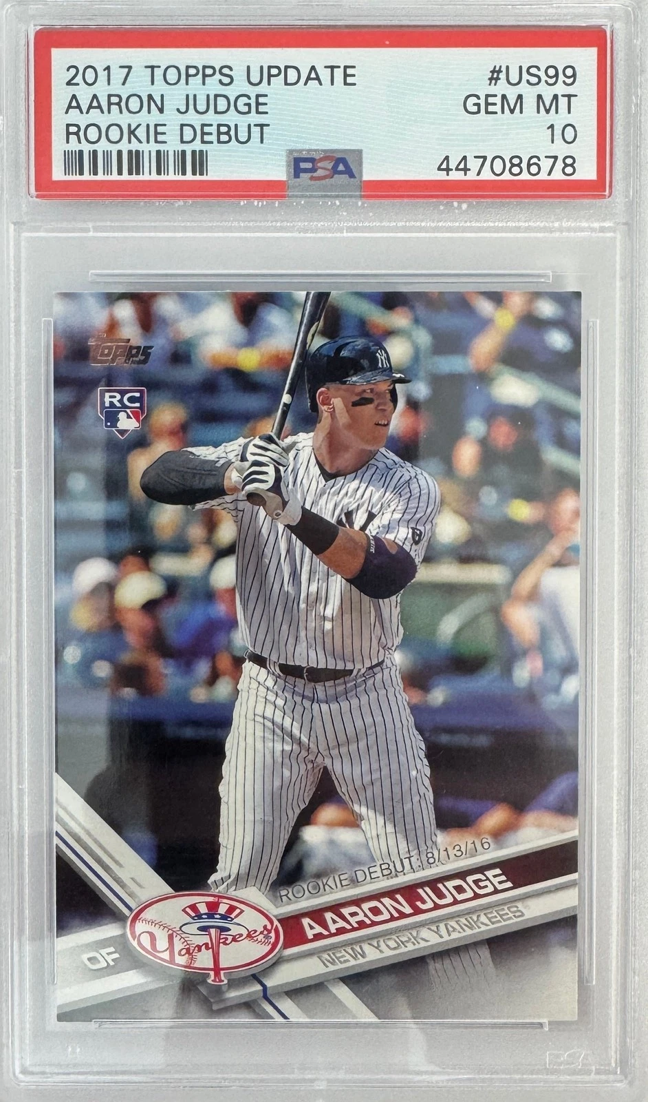 Graded 2017 Topps Update Aaron Judge #US99 Rookie Debut Card PSA 10