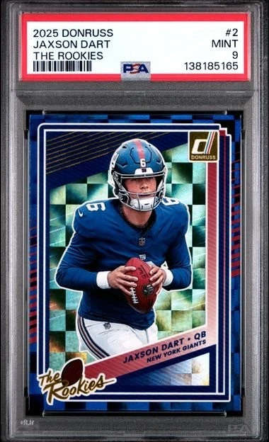 Graded 2025 Donruss Jaxson Dart #2 The Rookies Rookie RC Card PSA 9