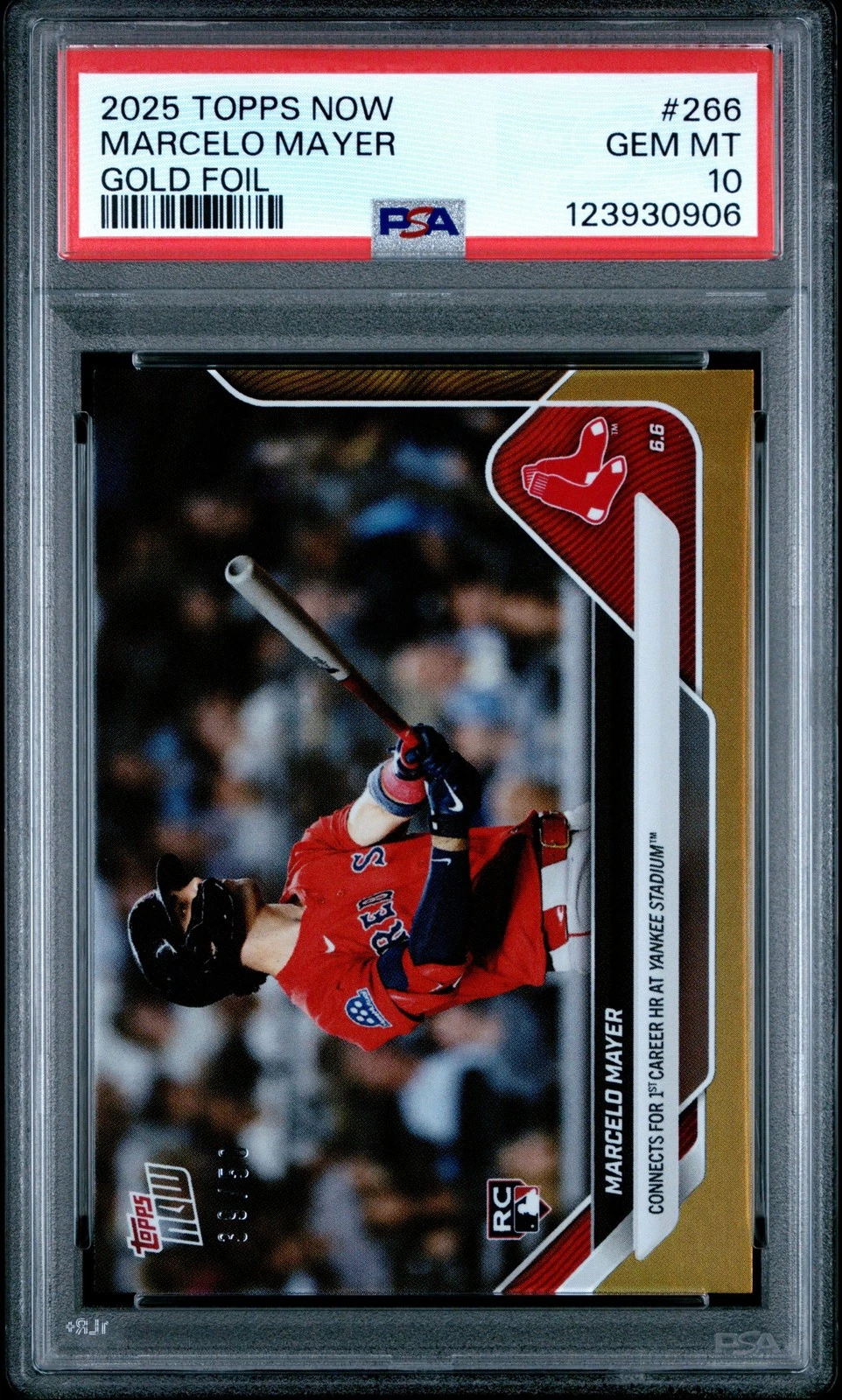 Graded 2025 Topps Now Marcelo Mayer #266 Gold Foil /50 RC Card PSA 10