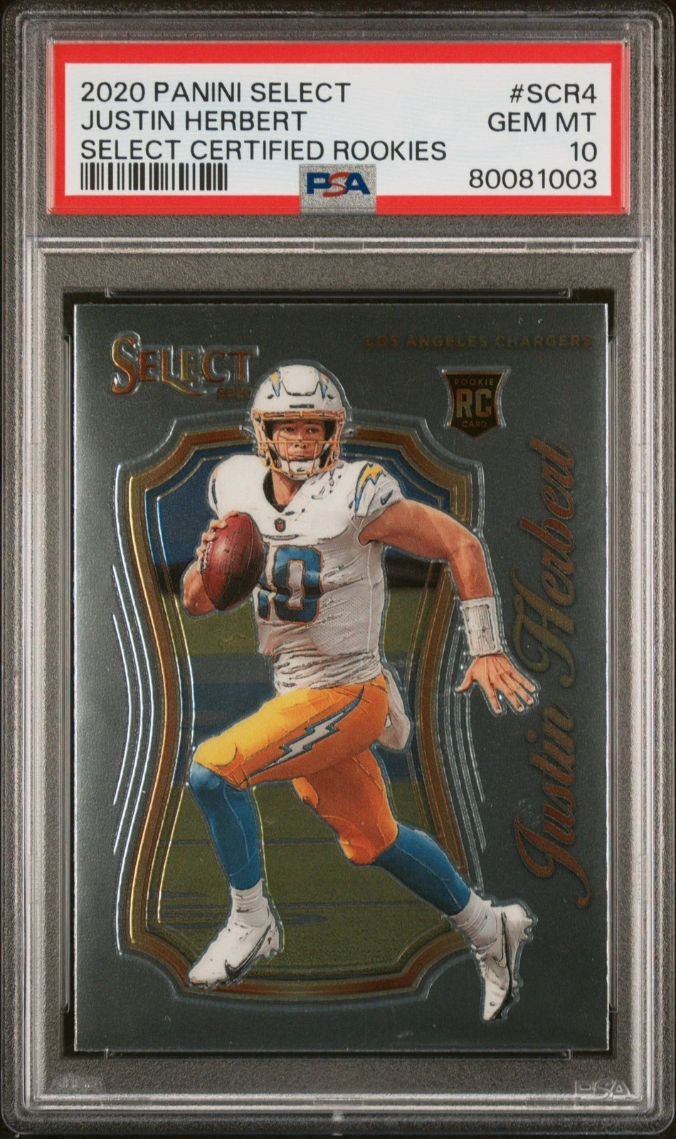 Graded 2020 Select Justin Herbert #SCR4 Certified Rookies Card PSA 10