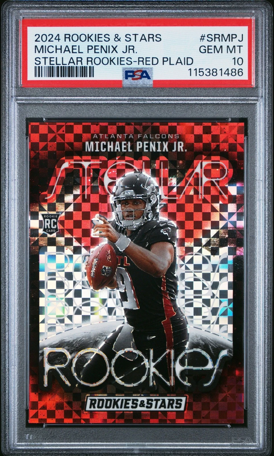 Graded 2024 Panini R&S Michael Penix Jr #SRMPJ Red Plaid RC Card PSA 10