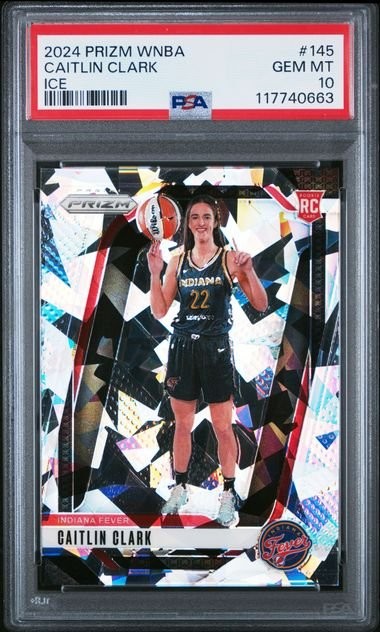 Graded 2024 Panini Prizm Ice Caitlin Clark #145 Ice RC Card PSA 10