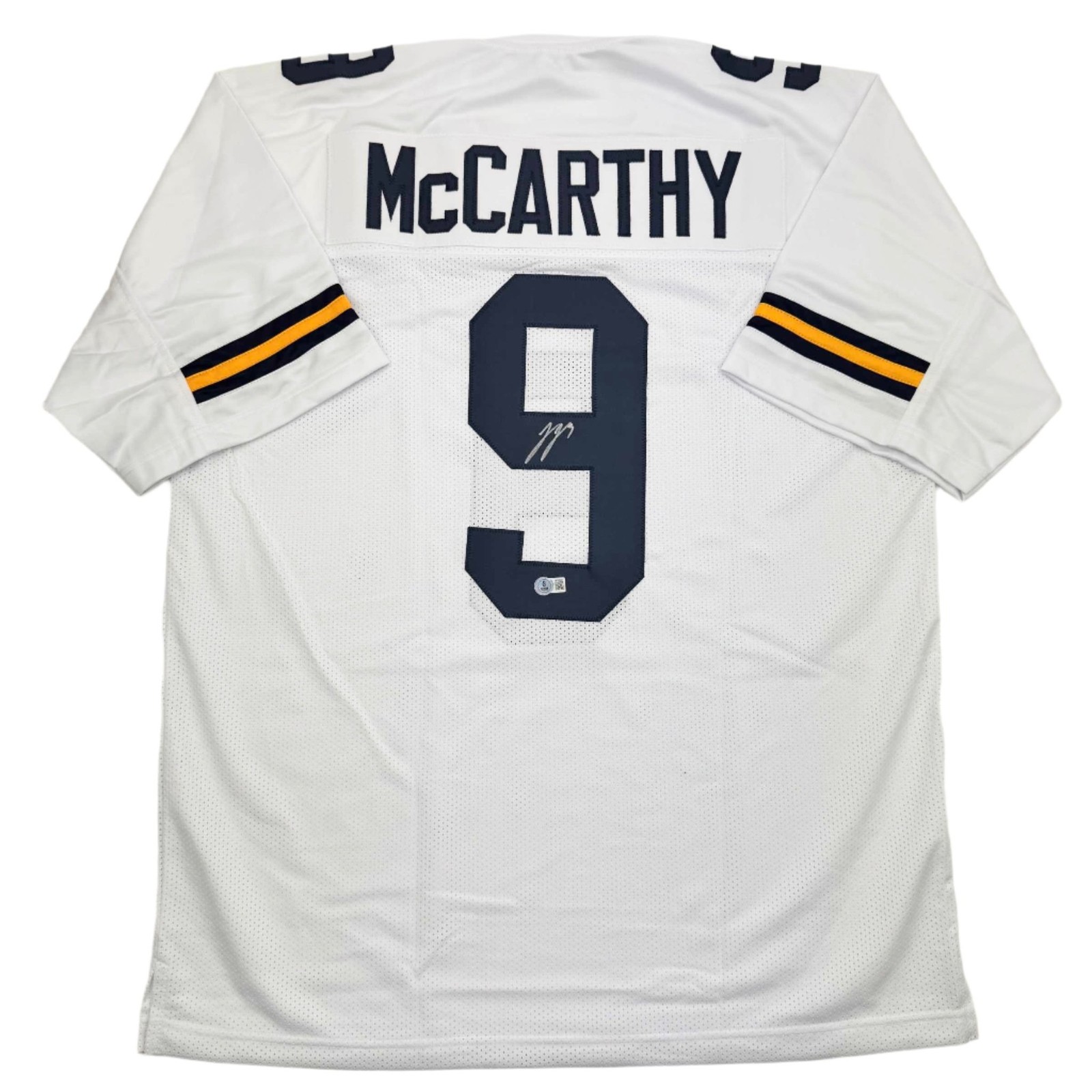 Autographed/Signed J.J. JJ McCarthy Michigan White Jersey Beckett COA