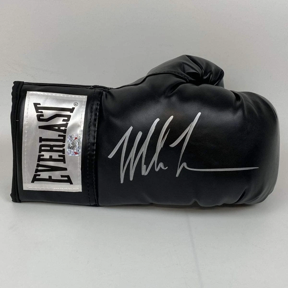 Autographed/Signed Mike Tyson Black Everlast Boxing Glove Athlete Holo COA