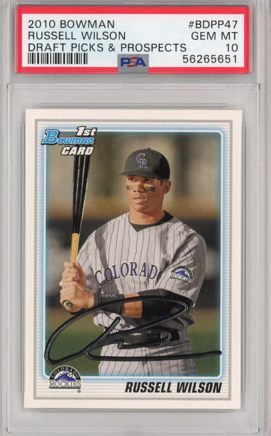 Graded 2010 Bowman DPP Russell Wilson #BDPP47 Rookie RC Card PSA 10 Mint