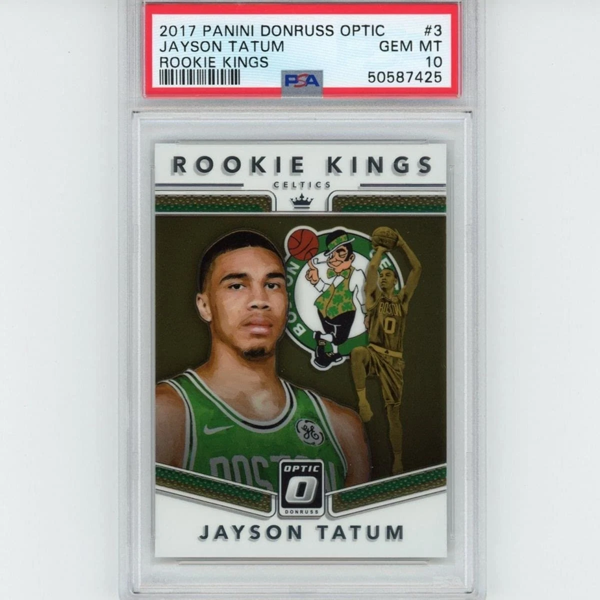 Graded 2017-18 Panini Donruss Optic JAYSON TATUM 3 Rookie Kings Card PSA 10