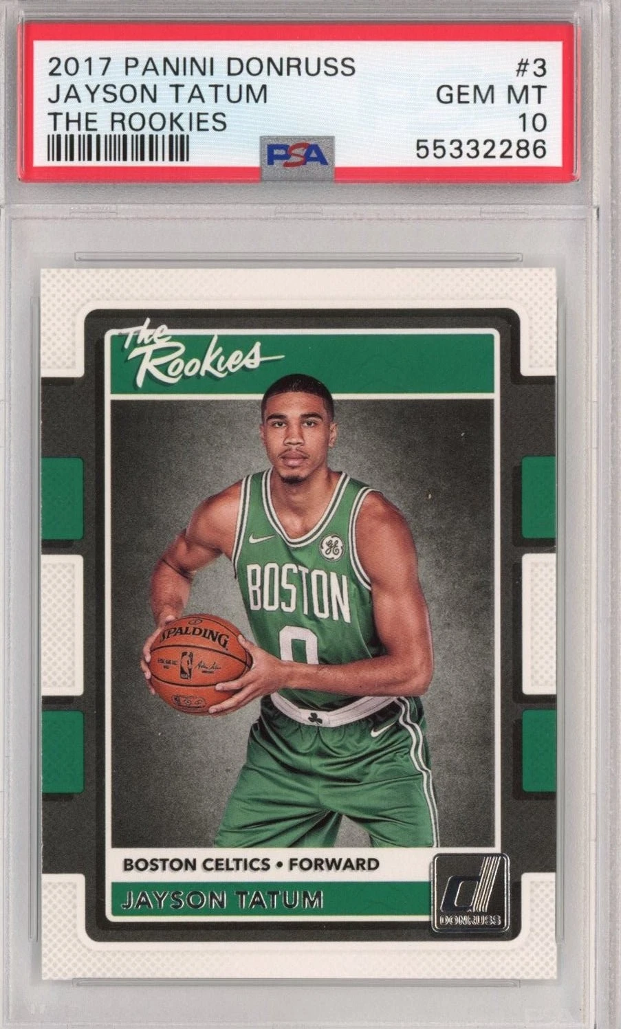 Graded 2017-18 Panini Donruss Jayson Tatum #3 The Rookies Card PSA 10 Mint