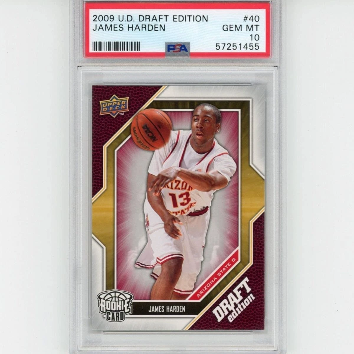 Graded 2009-10 UD JAMES HARDEN #40 Draft Edition Rookie Card PSA 10