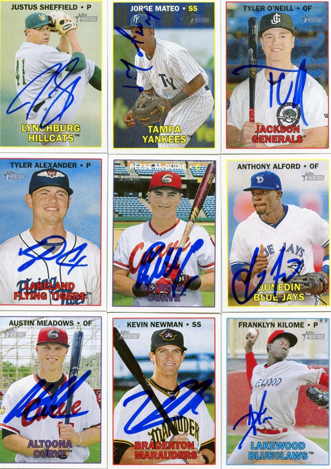 AUSTIN MEADOWS SIGNED 2016 TOPPS HERITAGE MINORS PROSPECT ROOKIE CARD AUTO