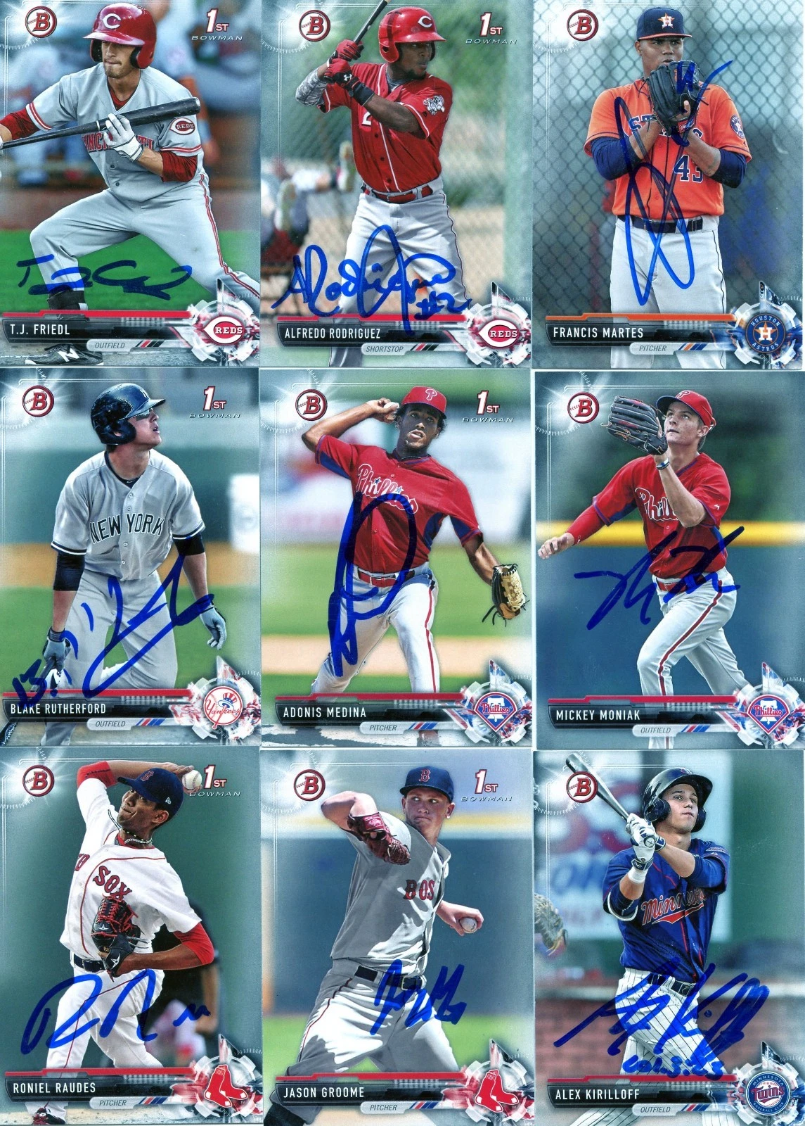 RONIEL RAUDES SIGNED 2017 BOWMAN PROSPECT ROOKIE CARD AUTO