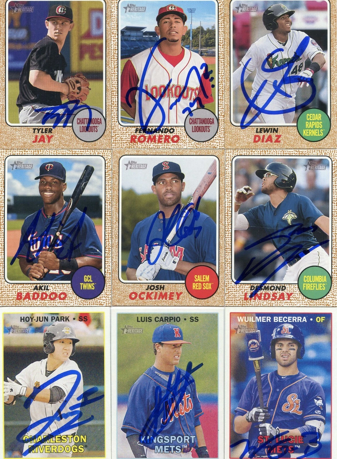 DESMOND LINDSAY SIGNED 2017 TOPPS HERITAGE MINORS ROOKIE CARD AUTO