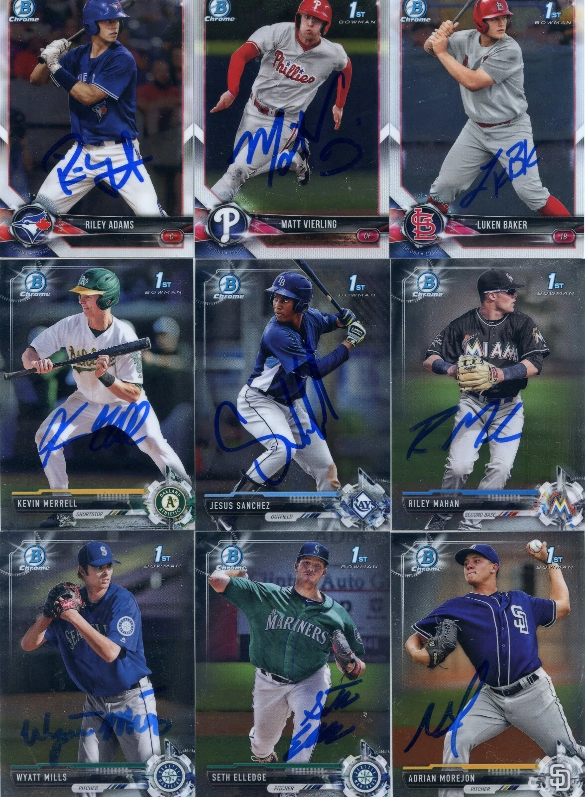 LUKEN BAKER SIGNED 2018 BOWMAN CHROME DRAFT PROSPECT ROOKIE CARD AUTO