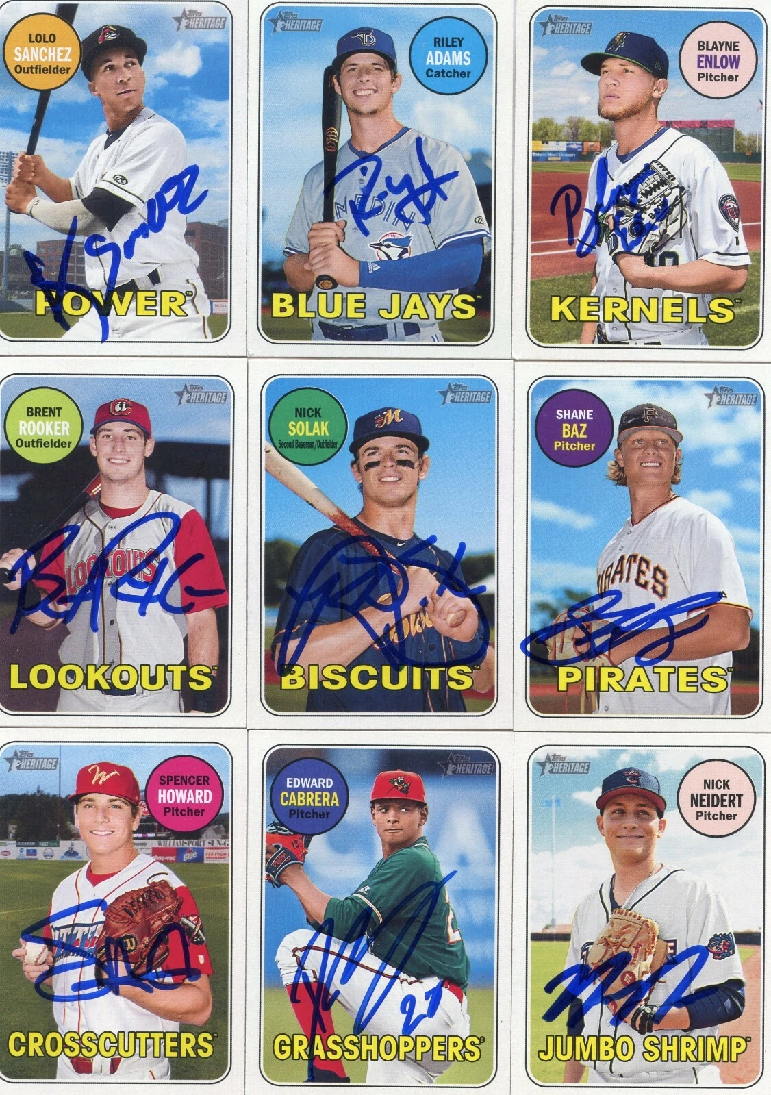 RILEY ADAMS SIGNED 2018 TOPPS HERITAGE MINORS ROOKIE CARD AUTO