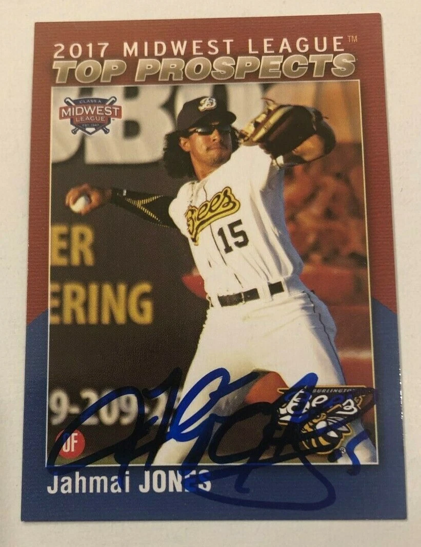 JAHMAI JONES SIGNED 2017 MIDWEST LEAGUE TOP PROSPECT MWL ROOKIE CARD AUTO
