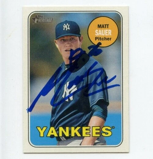 MATT SAUER SIGNED 2018 TOPPS HERITAGE MINOR LEAGUE BASEBALL CARD AUTO