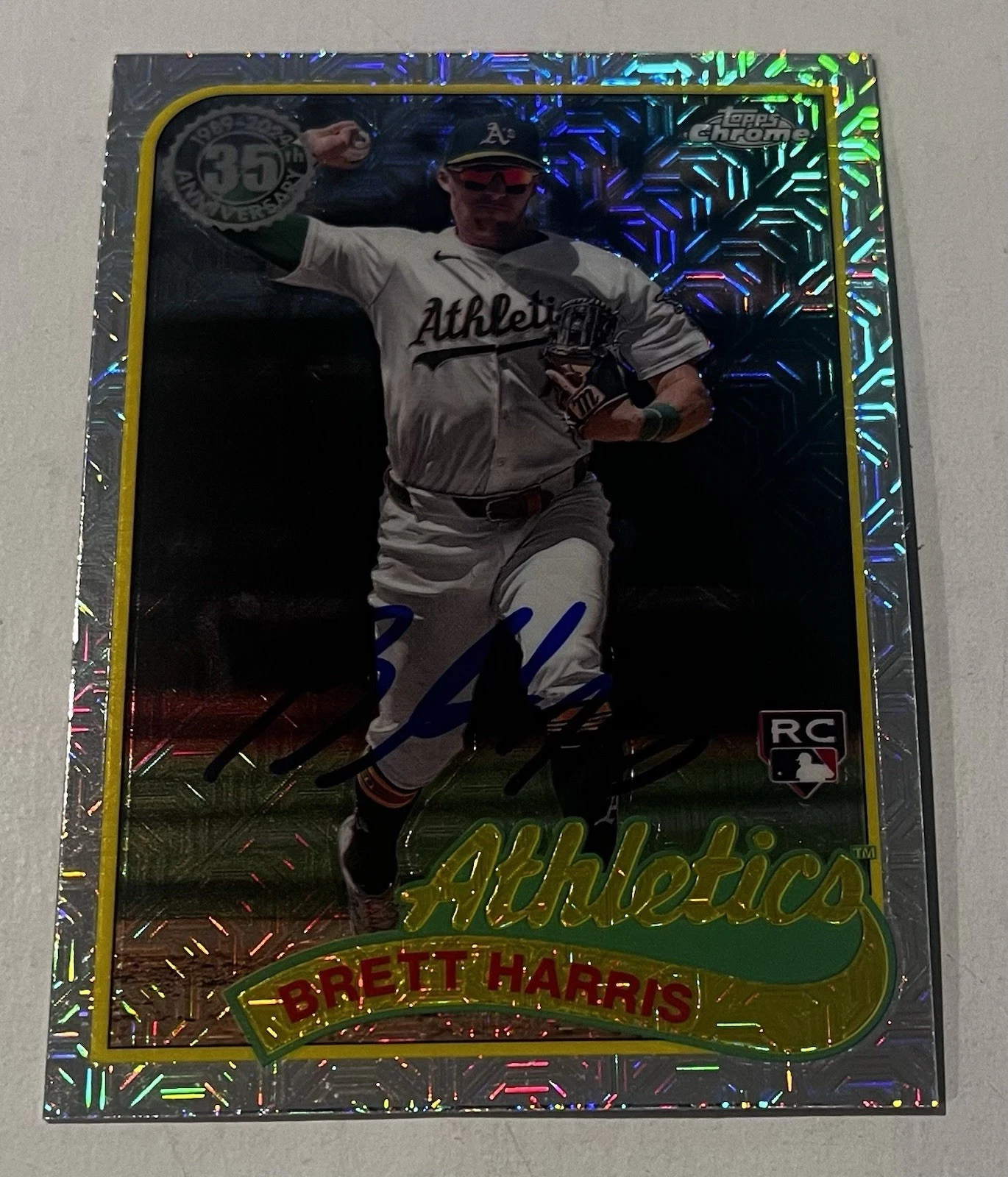 BRETT HARRIS SIGNED 2024 TOPPS CHROME 35 YEARS BASEBALL CARD AUTO