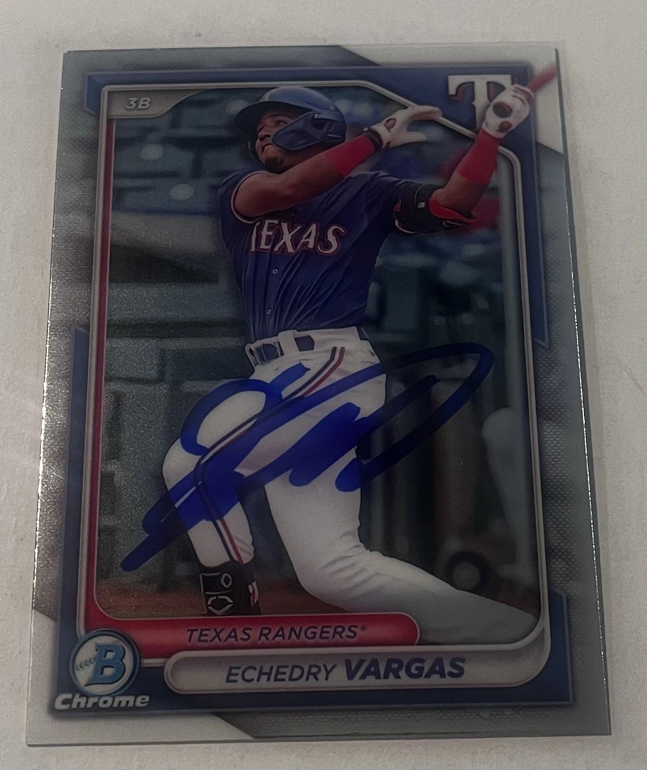 ECHEDRY VARGAS SIGNED 2024 BOWMAN DRAFT CHROME PROSPECT BASEBALL CARD AUTO
