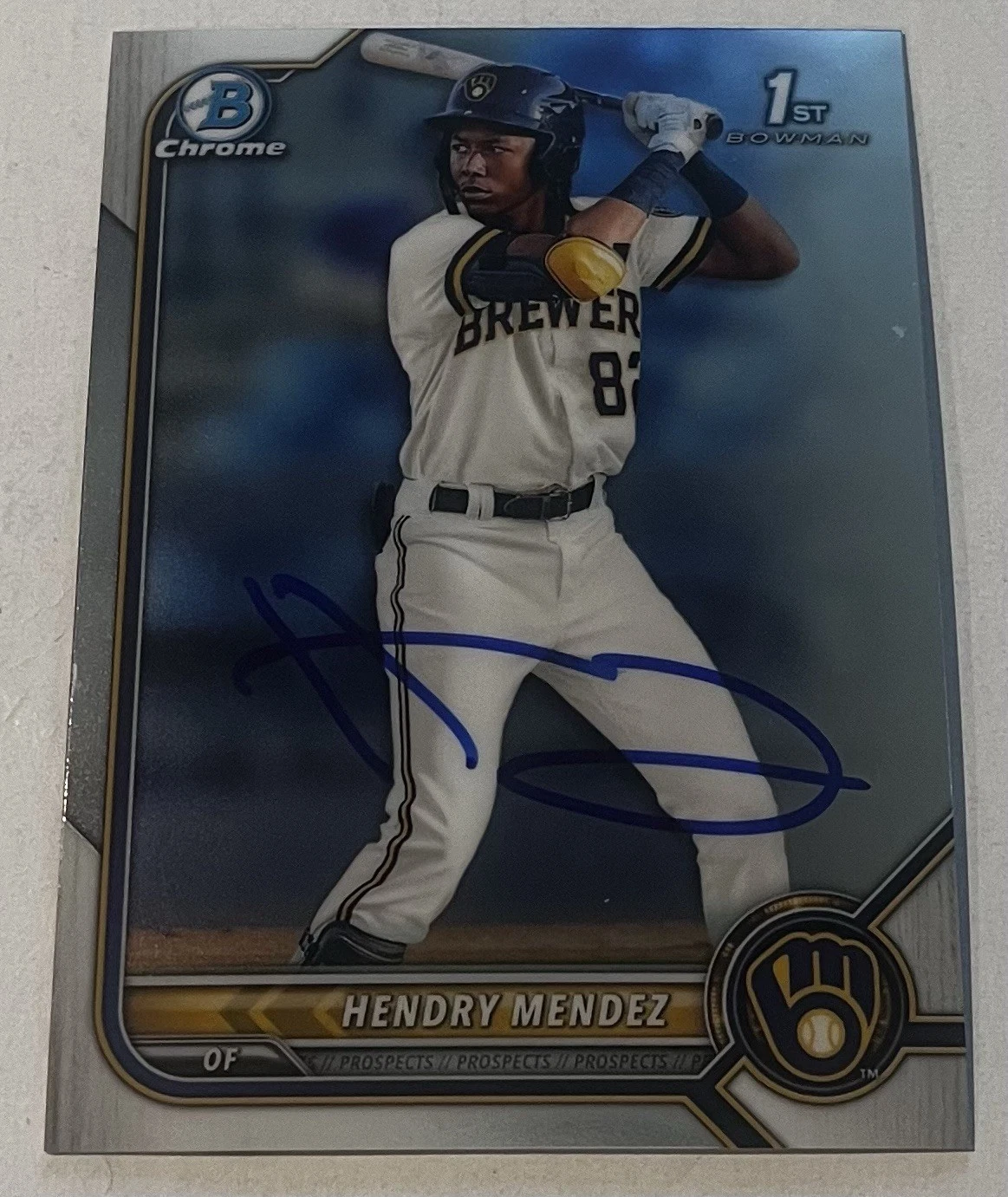 HENDRY MENDEZ SIGNED 2022 BOWMAN CHROME PROSPECTS CARD AUTO