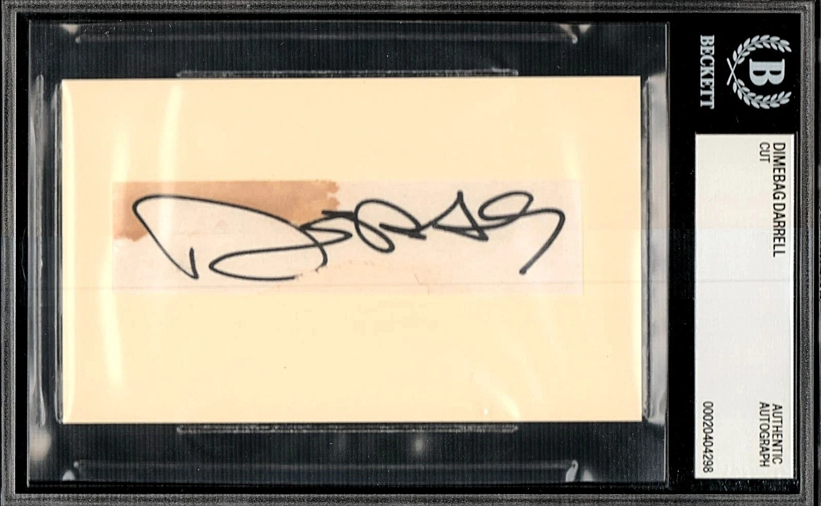 Dimebag Darrell Signed Auto Vintage 1x3.5 Album Page Near Mint Beckett BAS