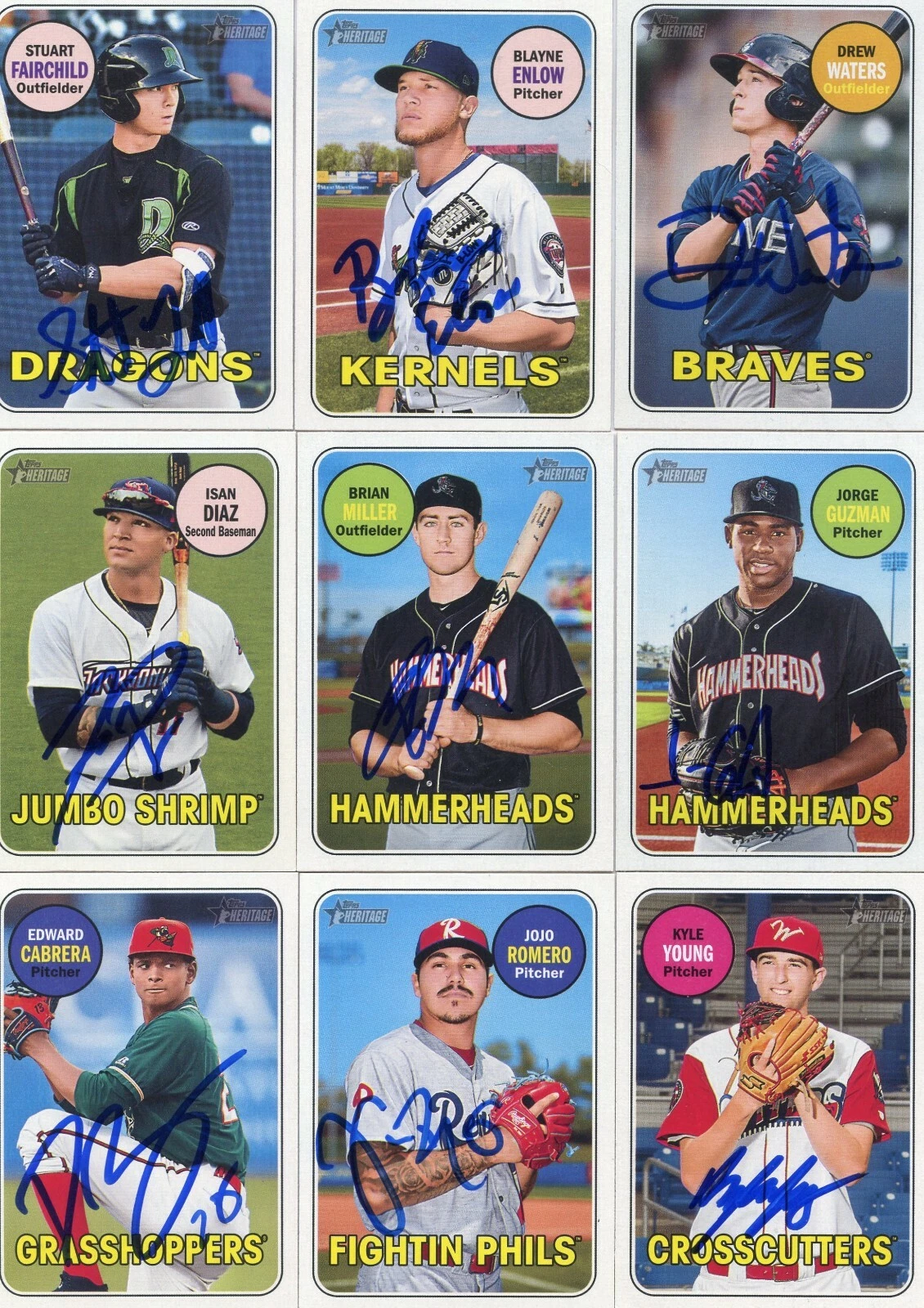 BRIAN MILLER SIGNED 2018 TOPPS HERITAGE MINORS ROOKIE CARD AUTO