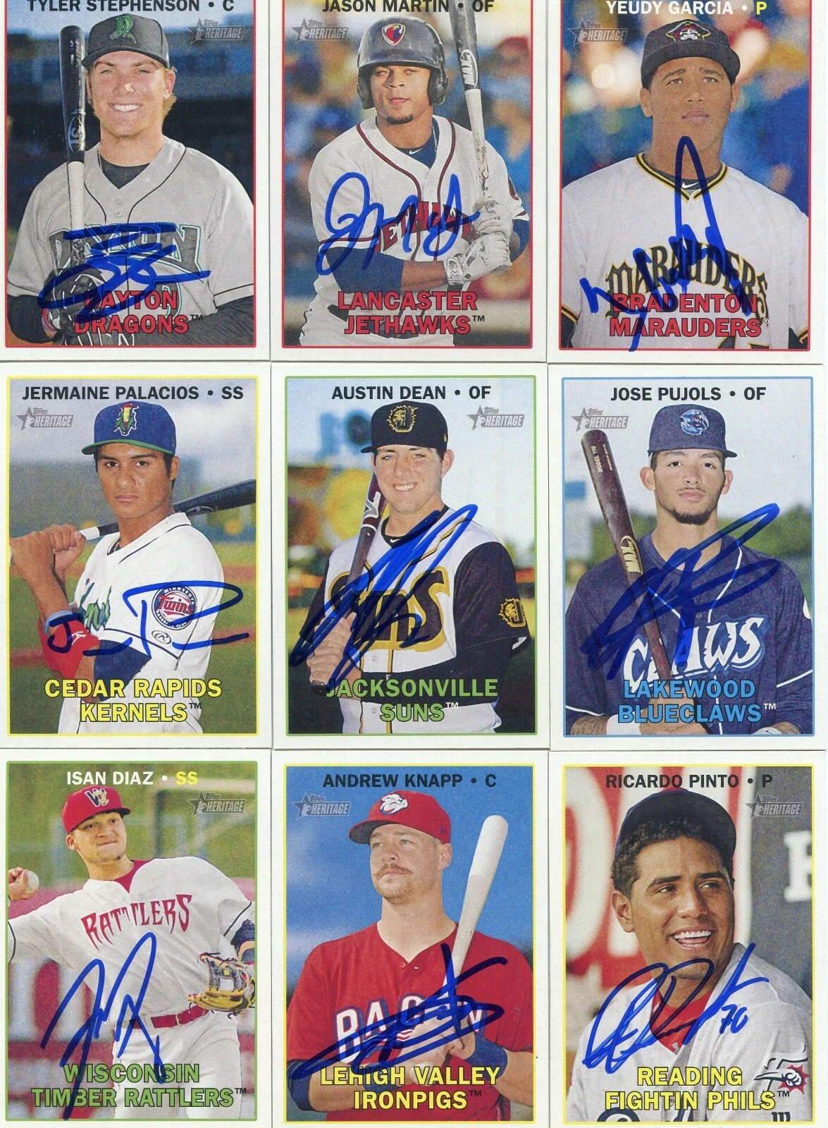 ISAN DIAZ SIGNED 2016 TOPPS HERITAGE MINORS ROOKIE CARD AUTO