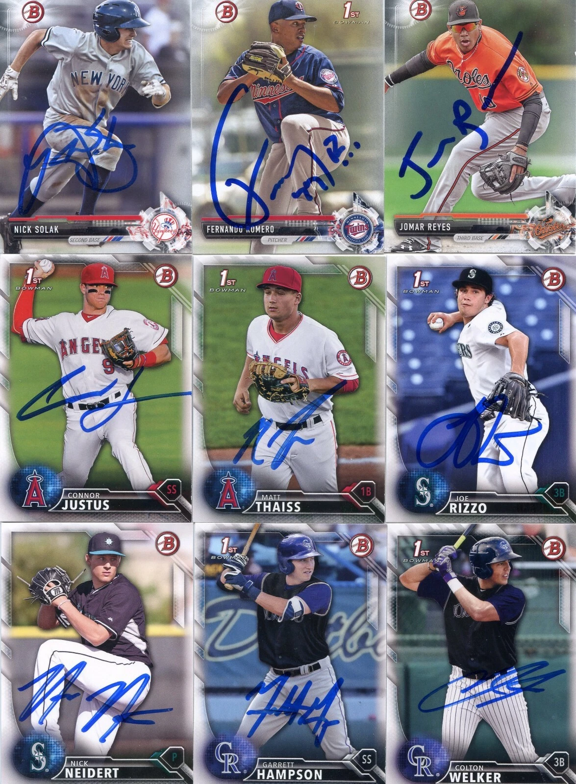 GARRETT HAMPSON SIGNED 2016 BOWMAN DRAFT PROSPECT ROOKIE CARD AUTO