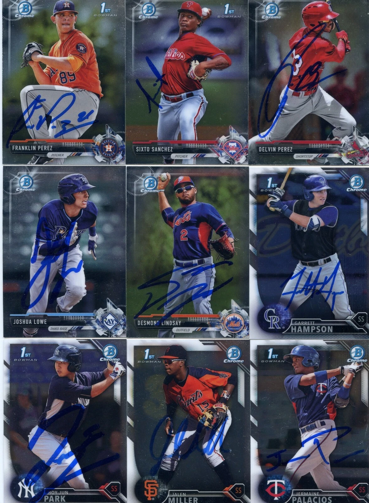 DESMOND LINDSAY SIGNED 2017 BOWMAN CHROME PROSPECT ROOKIE CARD AUTO