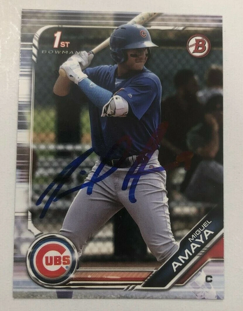 MIGUEL AMAYA SIGNED 2019 BOWMAN PROSPECT ROOKIE CARD AUTO