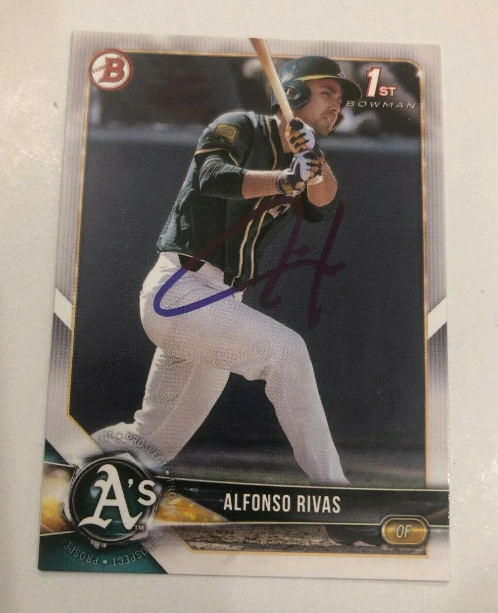 ALFONSO RIVAS SIGNED 2018 BOWMAN DRAFT BDP PROSPECT ROOKIE CARD AUTO