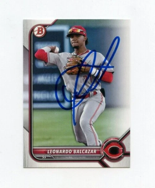 LEONARDO BALCAZAR SIGNED 2022 BOWMAN DRAFT BASEBALL CARD AUTO