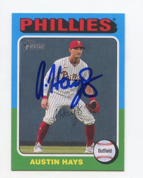AUSTIN HAYS SIGNED AUTOGRAPHED 2024 TOPPS HERITAGE BASEBALL CARD AUTO