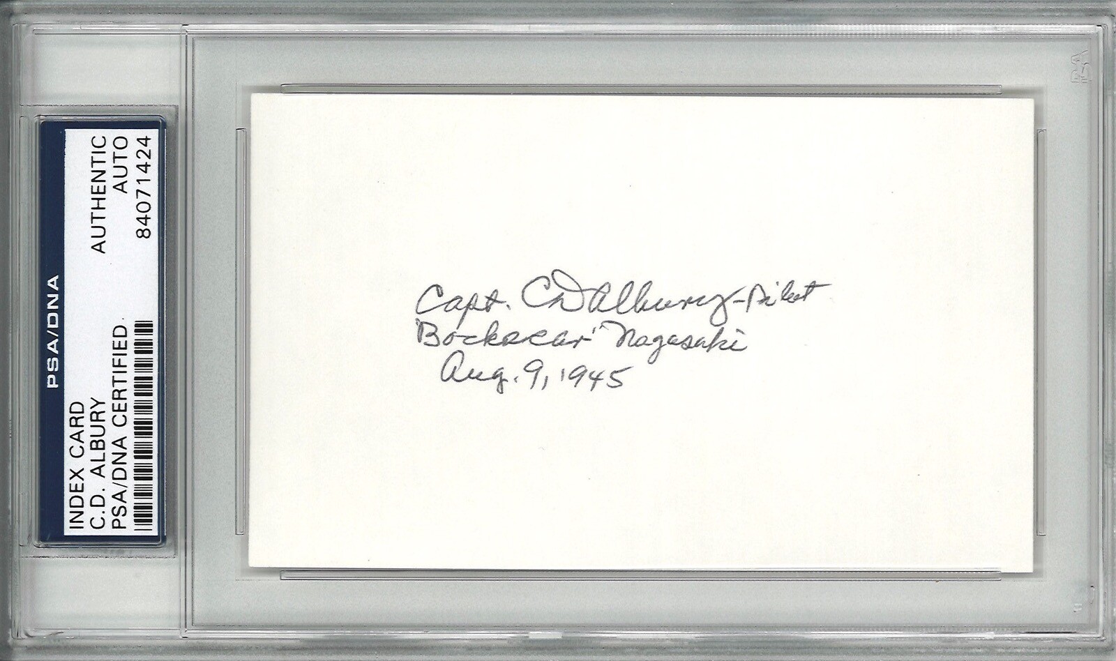 CD ALBURY SIGNED INDEX CARD PSA DNA 84071424 (D) WWII BOCKSCAR GREAT ARTISTE