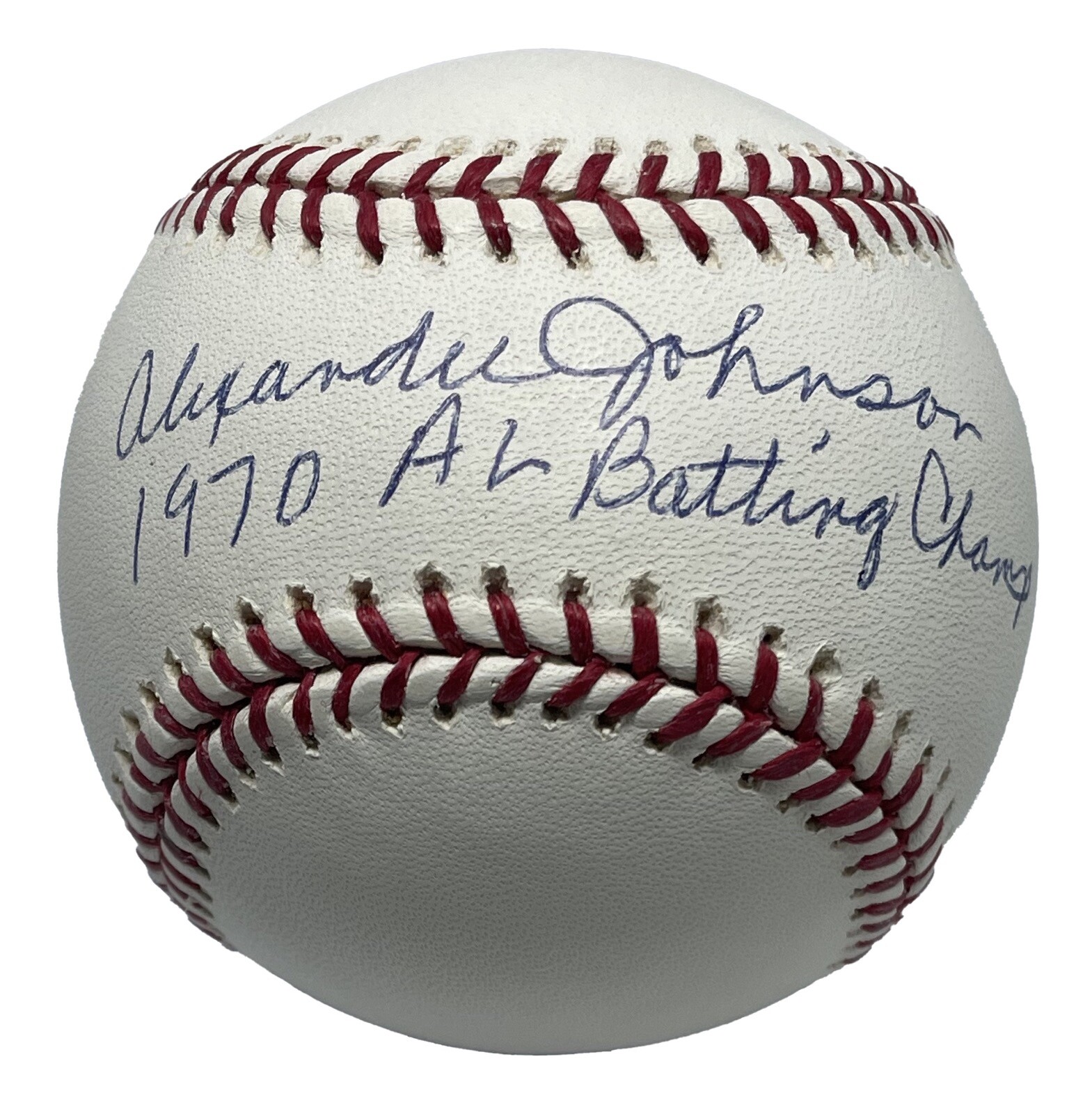 Alexander Johnson Signed Baseball AIV AA21975 w/ 1970 AL Batting Champ Inscribed