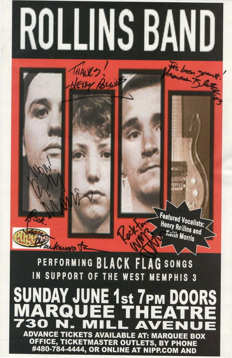 HENRY ROLLINS BAND (X5) SIGNED AUTOGRAPH 11X17 CONCERT TOUR POSTER - VERY RARE!